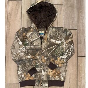 Realtree Edge Camo Full Zip Up Hooded Jacket - Kids Hunting Outdoors